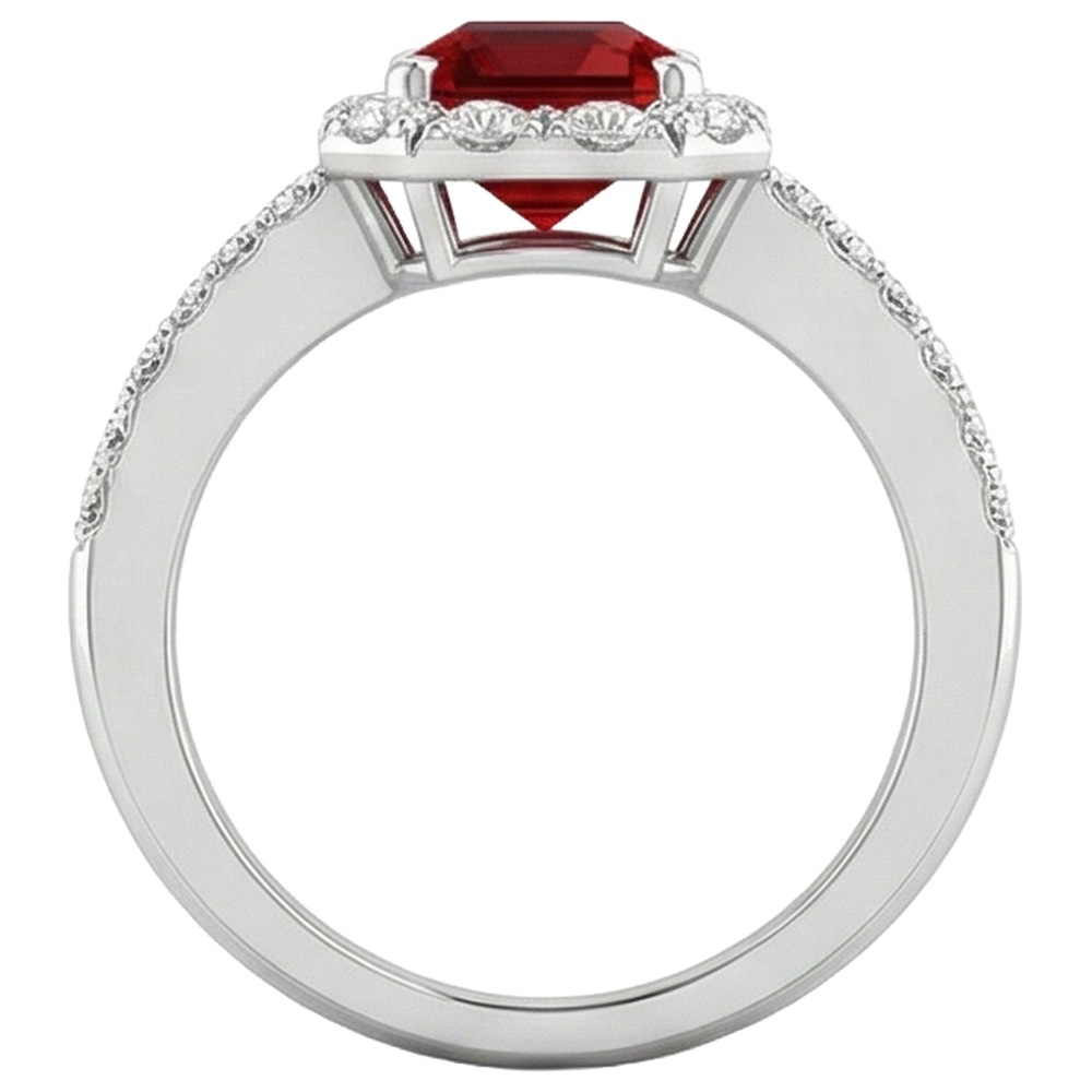 natural emerald ruby 3.75ct ring on white background