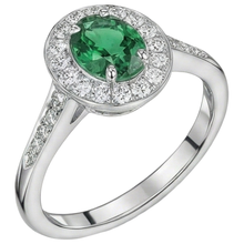 3.75 Carats Green Emerald And Natural Earth Mined Diamonds Engagement Ring White Gold 14K New