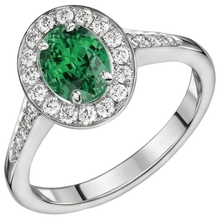3.75 Carats Green Emerald And Natural Earth Mined Diamonds Engagement Ring White Gold 14K New