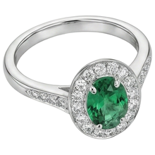 3.75 Carats Green Emerald And Natural Earth Mined Diamonds Engagement Ring White Gold 14K New