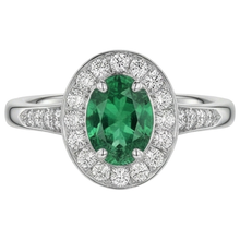 3.75 Carats Green Emerald And Natural Earth Mined Diamonds Engagement Ring White Gold 14K New