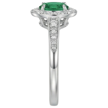 3.75 Carats Green Emerald And Natural Earth Mined Diamonds Engagement Ring White Gold 14K New