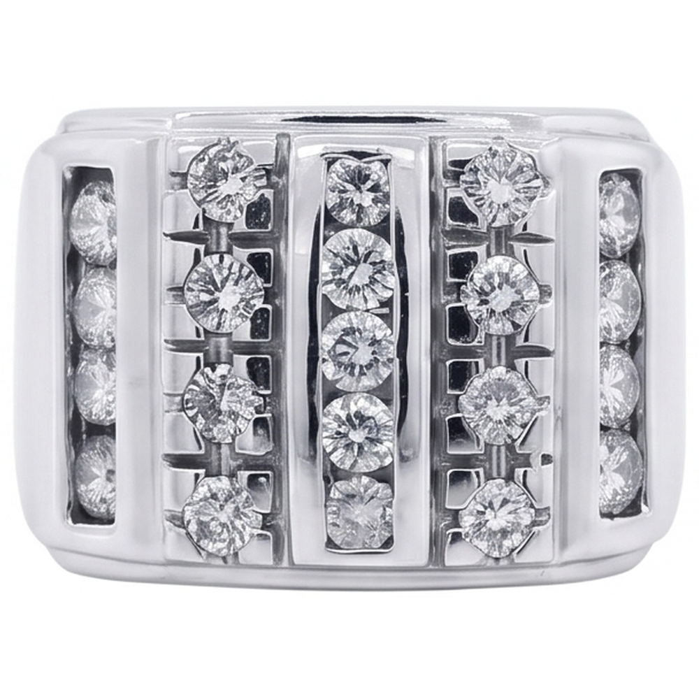 3.75 Carats Mens Natural Earth Mined Diamond Ring White Gold 14K