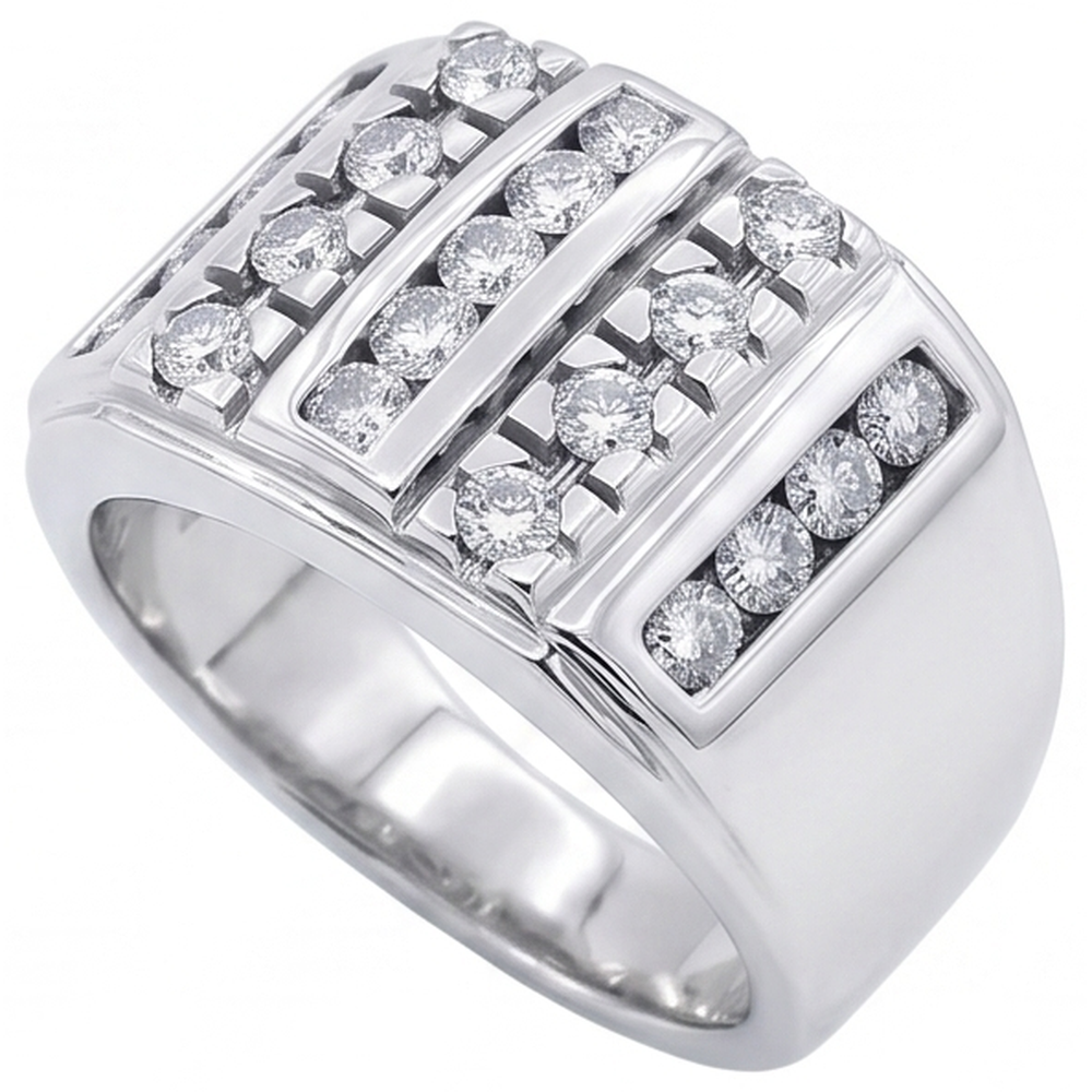 3.75 Carats Mens Natural Earth Mined Diamond Ring White Gold 14K