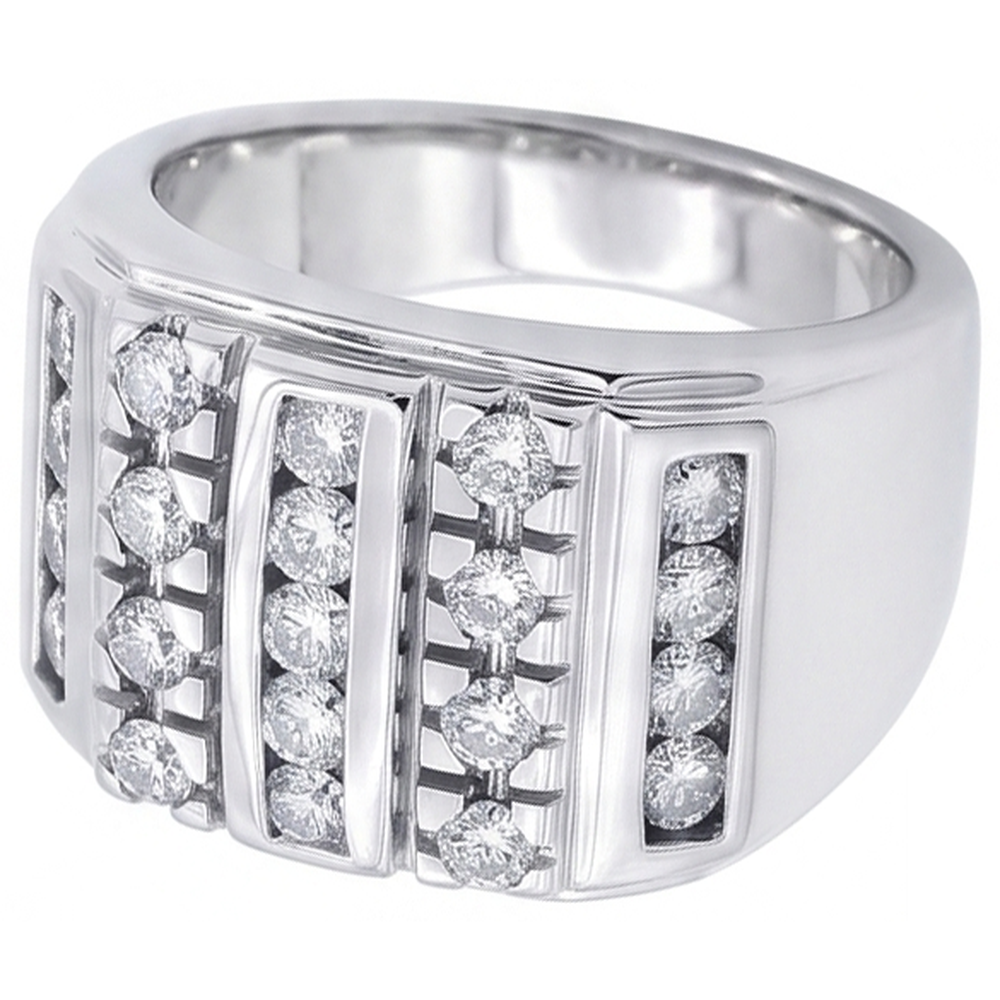 3.75 Carats Mens Natural Earth Mined Diamond Ring White Gold 14K