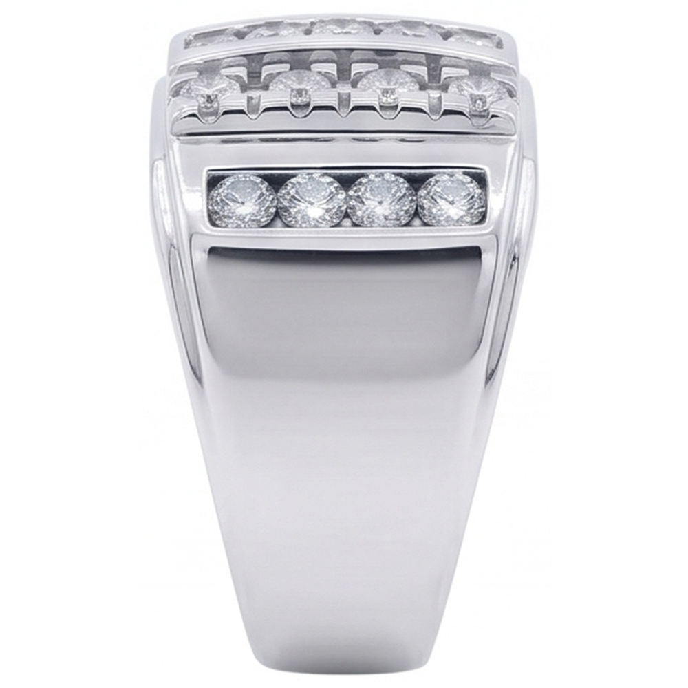 3.75 Carats Mens Natural Earth Mined Diamond Ring White Gold 14K