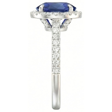 3.75 Carats Oval Ceylon Sapphire With Round Natural Earth Mined DIAMOND ( NOT LAB GROWN )s Engagement Ring