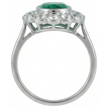 3.75 Carats Oval Green Emerald With Natural Earth Mined Diamond Engagement Ring White Gold 14K
