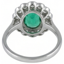 3.75 Carats Oval Green Emerald With Natural Earth Mined Diamond Engagement Ring White Gold 14K