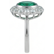 3.75 Carats Oval Green Emerald With Natural Earth Mined Diamond Engagement Ring White Gold 14K