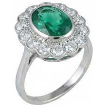 3.75 Carats Oval Green Emerald With Natural Earth Mined Diamond Engagement Ring White Gold 14K