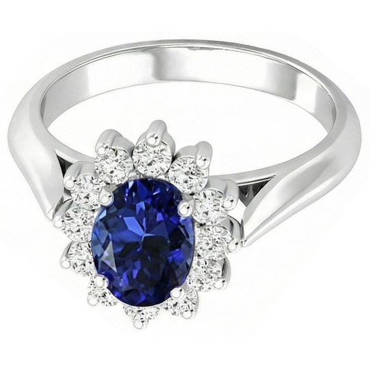 natural round tanzanite 3.75ct ring side angle