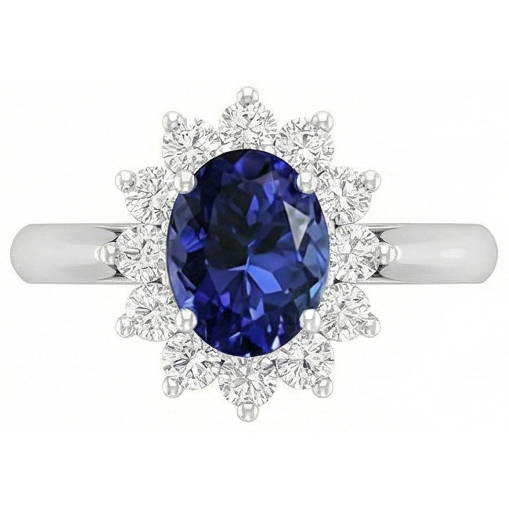 natural round tanzanite 3.75ct ring top view