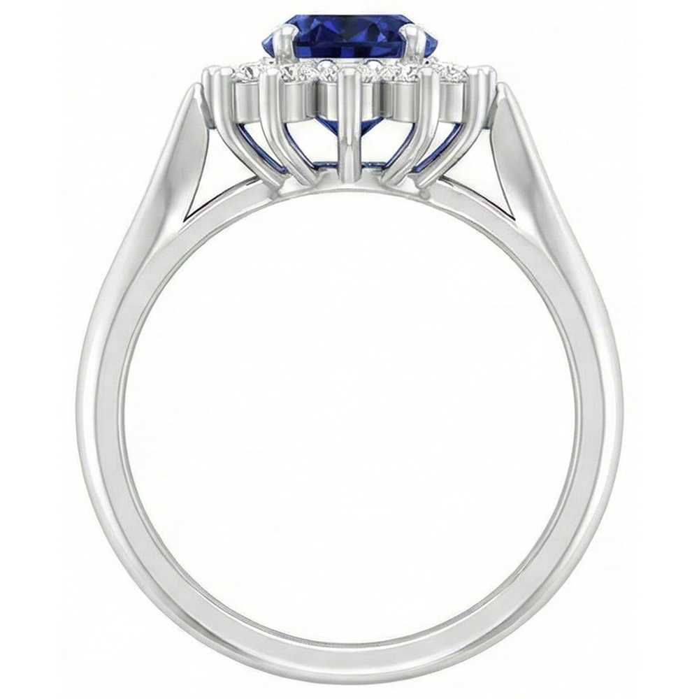 natural round tanzanite 3.75ct ring on white background