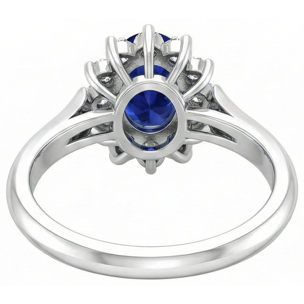 natural round tanzanite 3.75ct ring with diamond accents