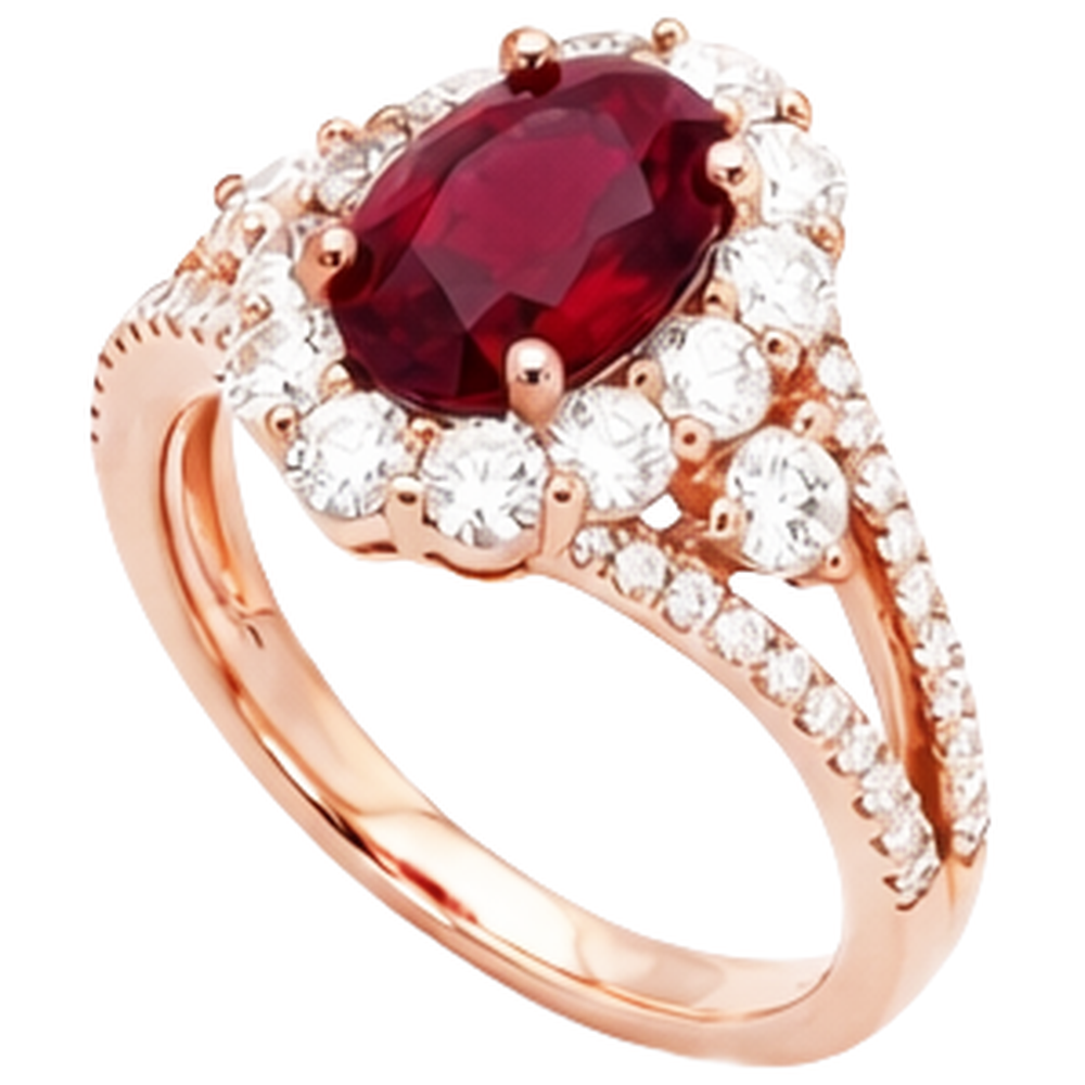 natural round ruby 3.75ct ring side angle