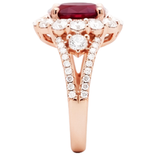 natural round ruby 3.75ct ring top view