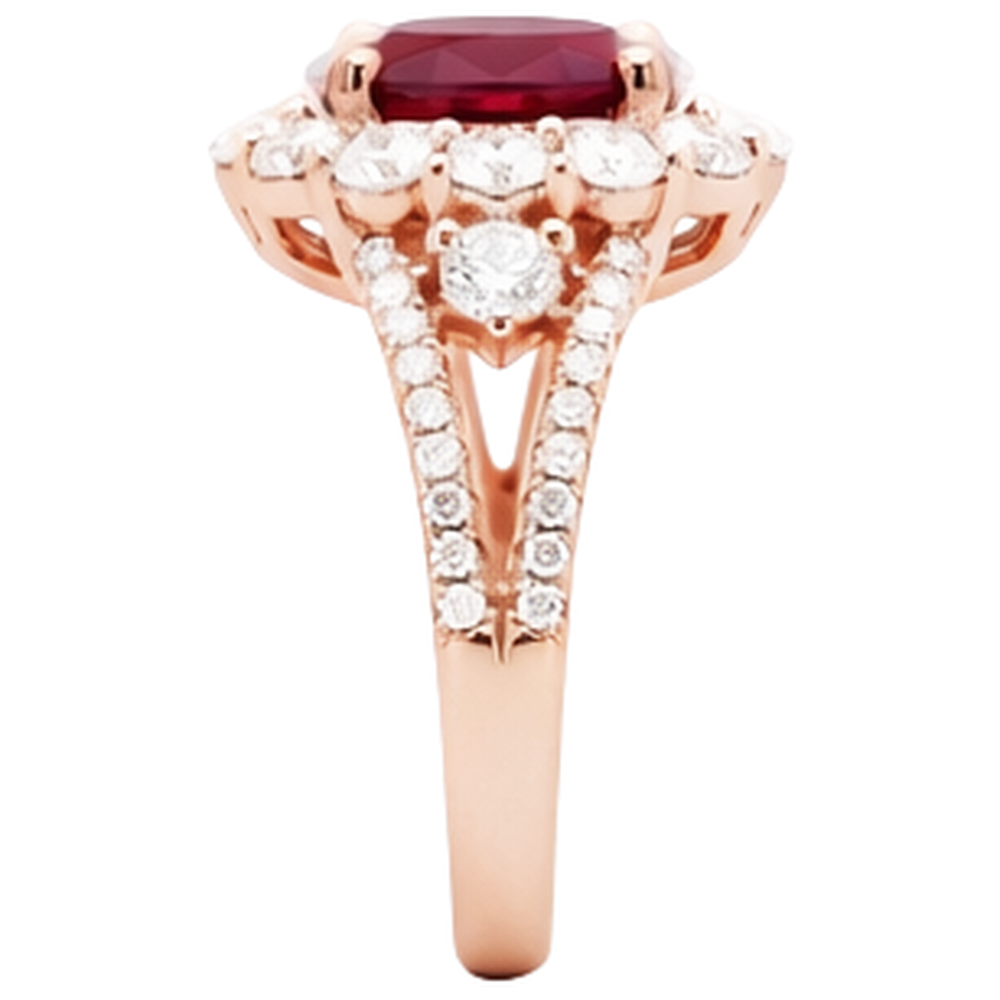 natural round ruby 3.75ct ring top view