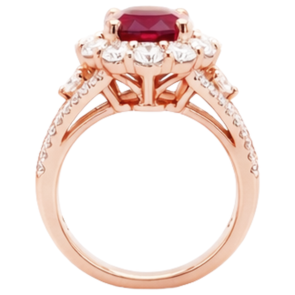 natural round ruby 3.75ct ring profile view