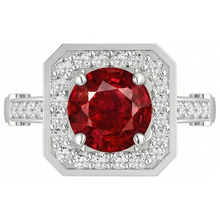 natural round ruby 3.75ct ring front view