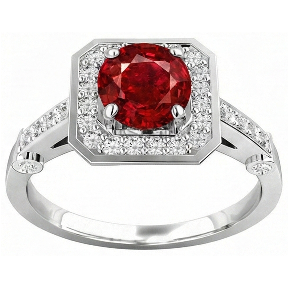 natural round ruby 3.75ct ring side angle