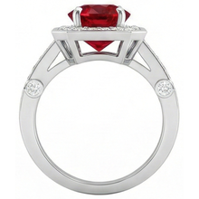natural round ruby 3.75ct ring on white background