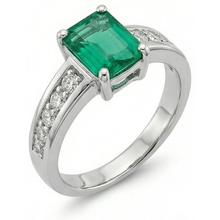 3.75 Ct Green Emerald And Natural Earth Mined DIAMOND ( NOT LAB GROWN ) Ring Solitaire With Accents