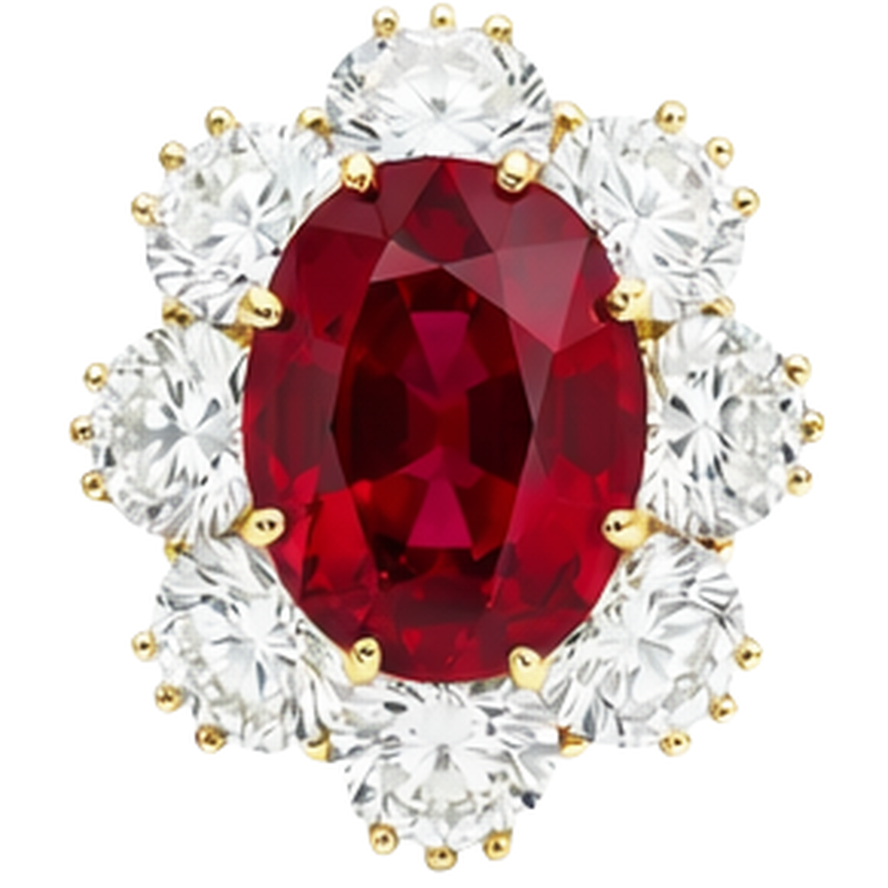natural round ruby 3.75ct ring front view