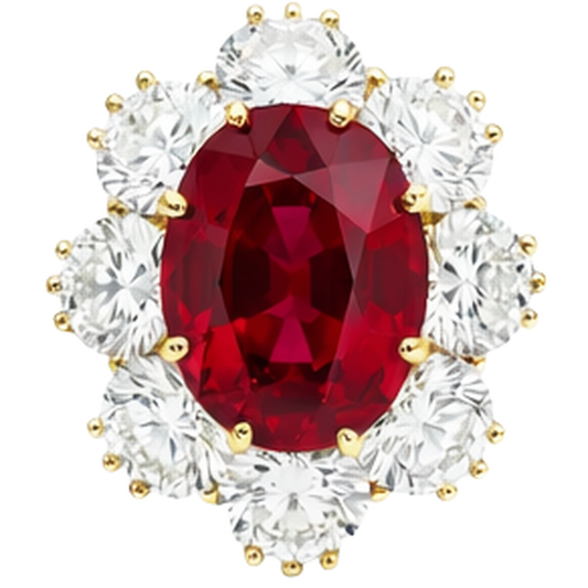natural round ruby 3.75ct ring front view