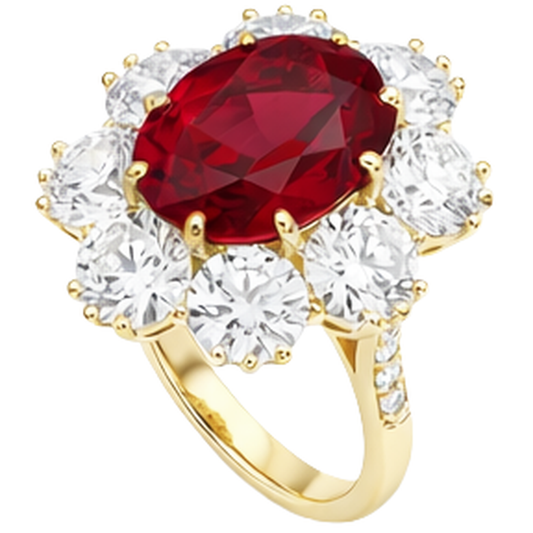 natural round ruby 3.75ct ring side angle