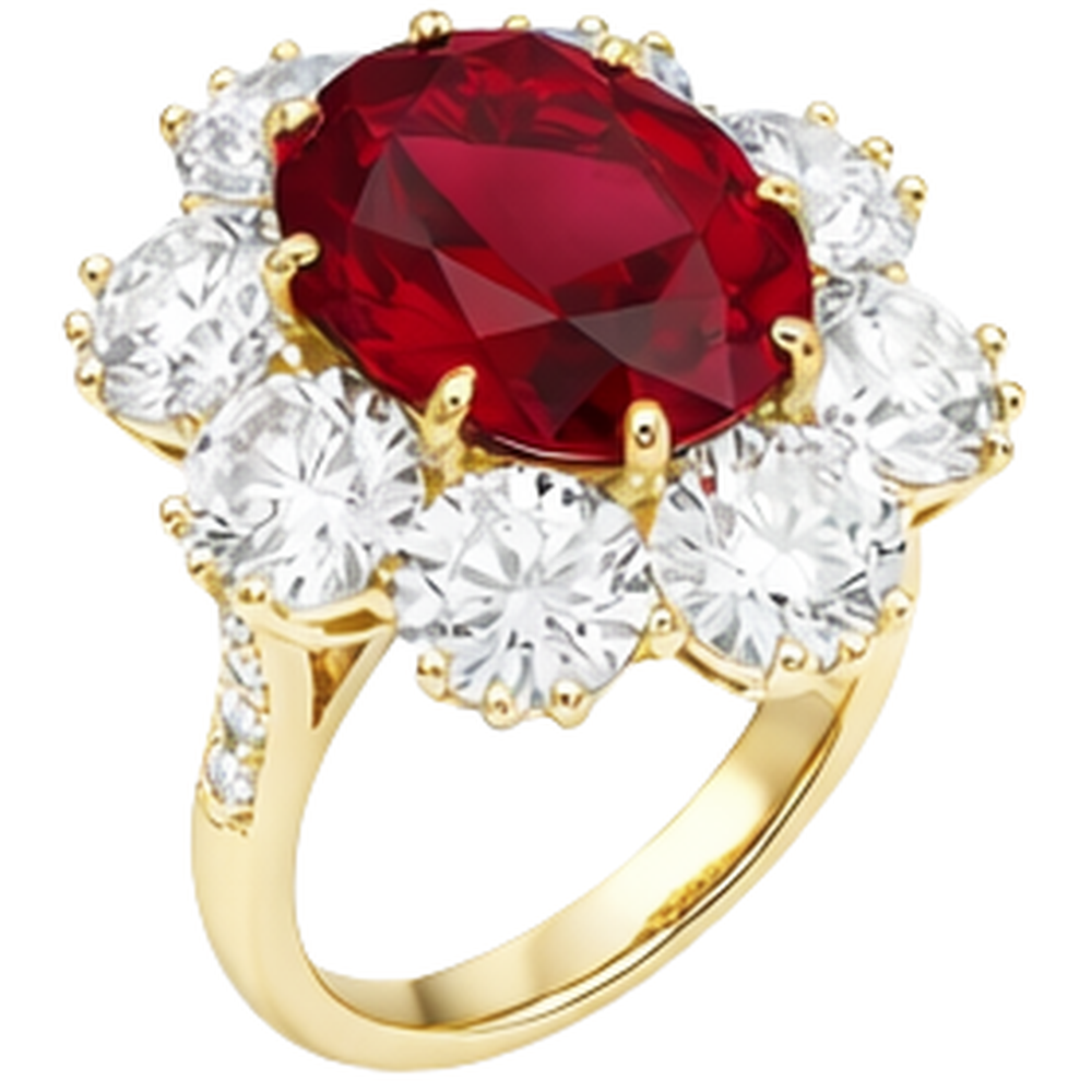 natural round ruby 3.75ct ring close up detail