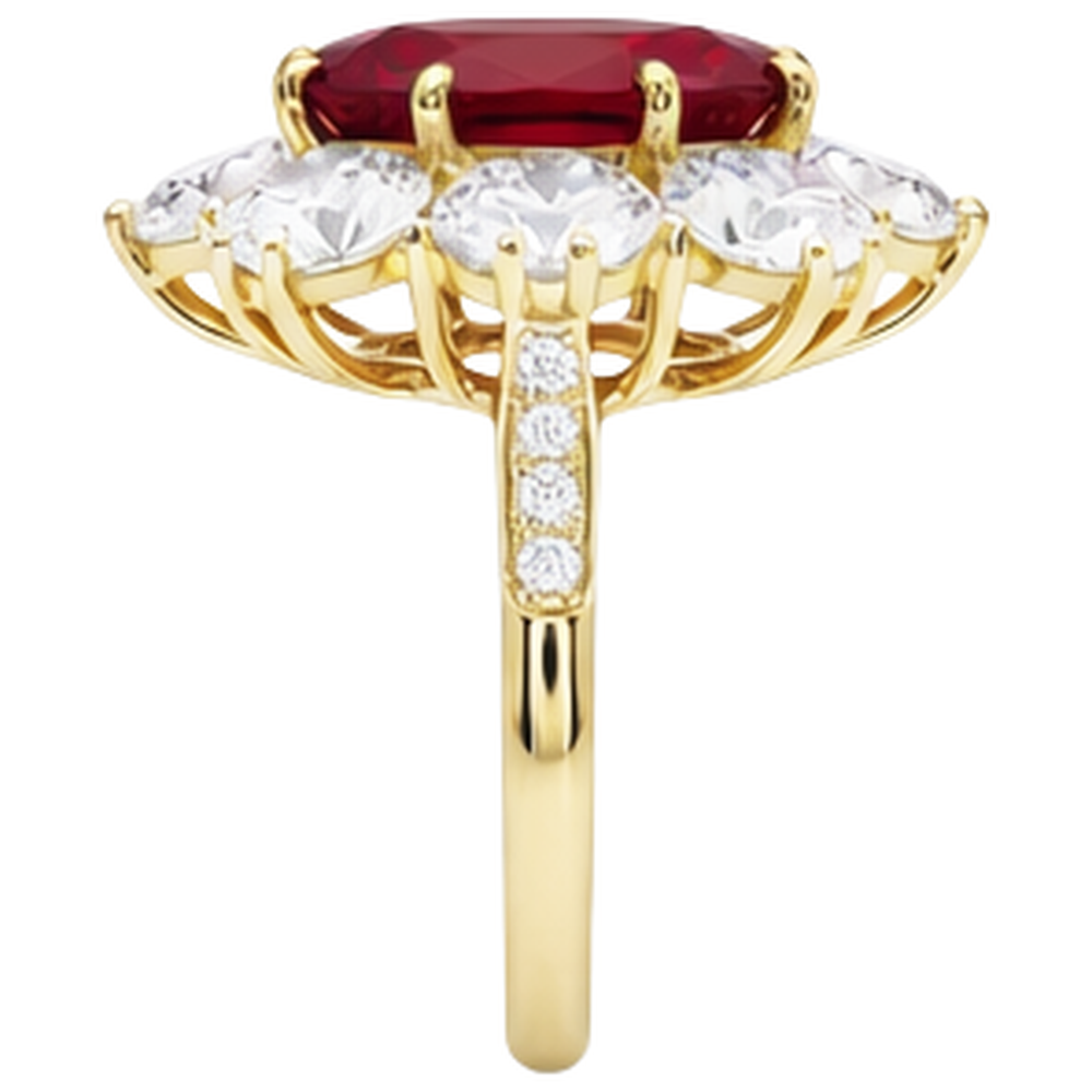 natural round ruby 3.75ct ring top view