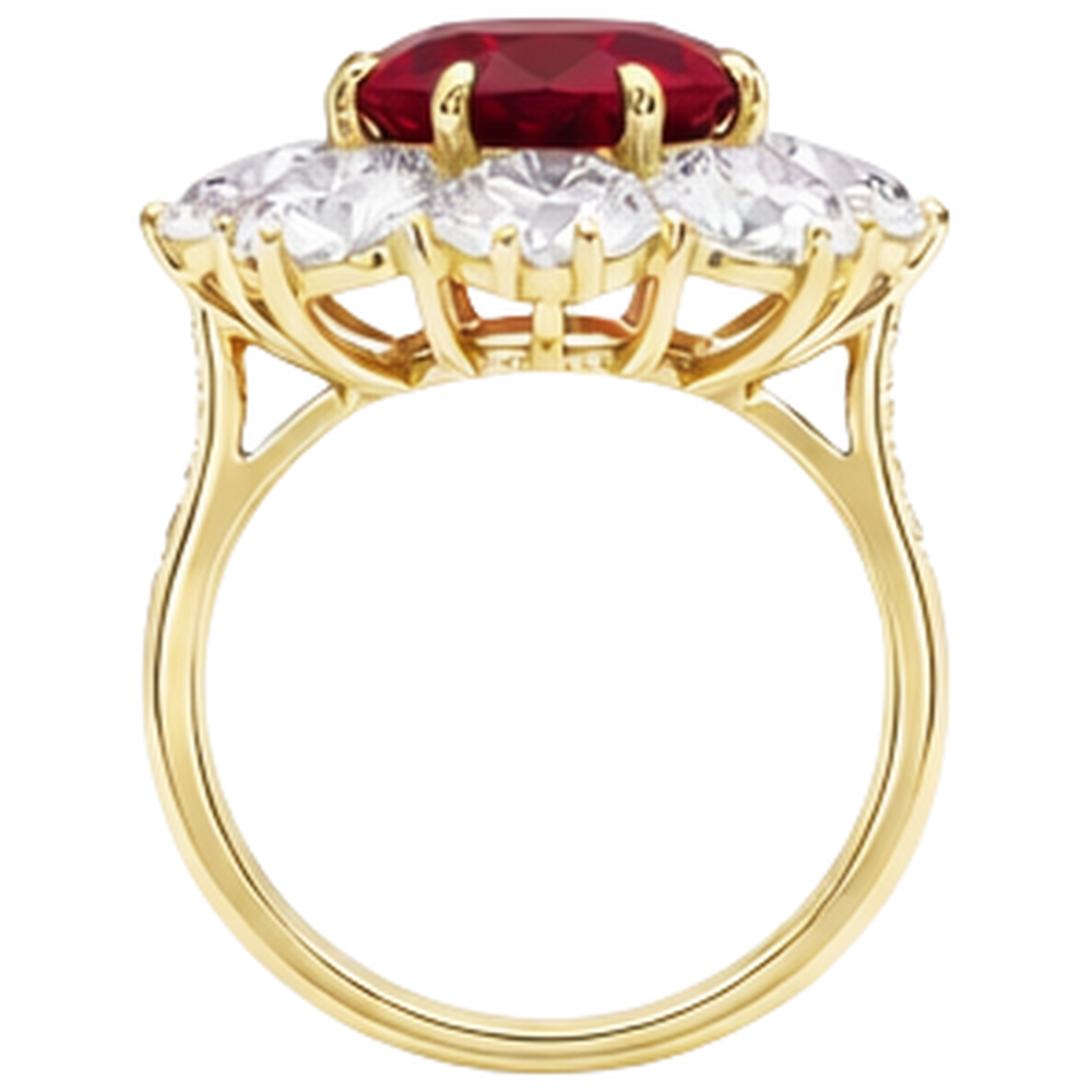 natural round ruby 3.75ct ring profile view