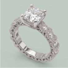 3.75 Ct Radiant & Round Genuine Natural Earth Mined Diamonds Ring Wedding Anniversary