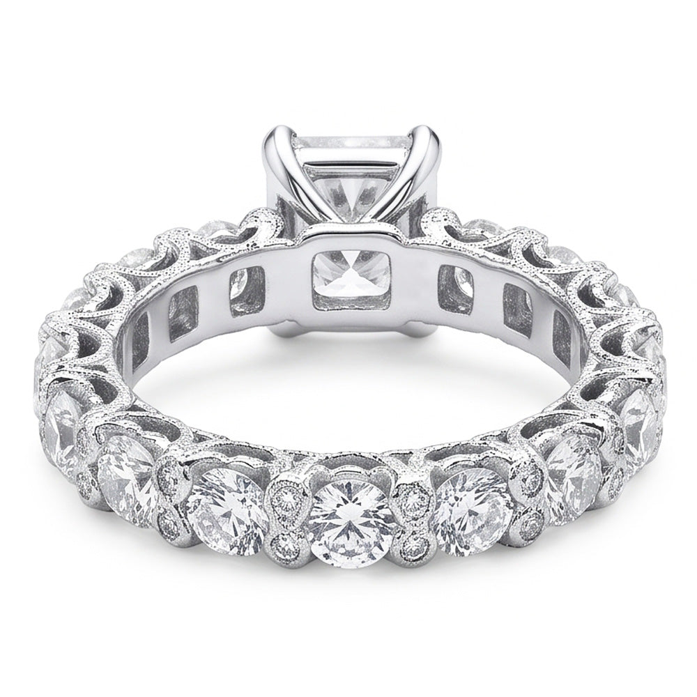 3.75 Ct Radiant & Round Genuine Natural Earth Mined Diamonds Ring Wedding Anniversary