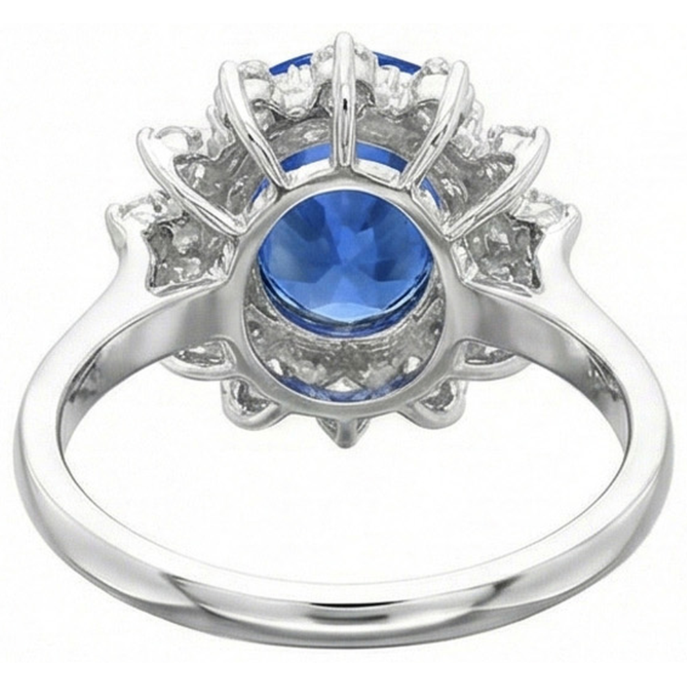 3.75 Ct. Sri Lanka Sapphire Natural Earth Mined DIAMOND ( NOT LAB GROWN )s Ring White Gold 14K