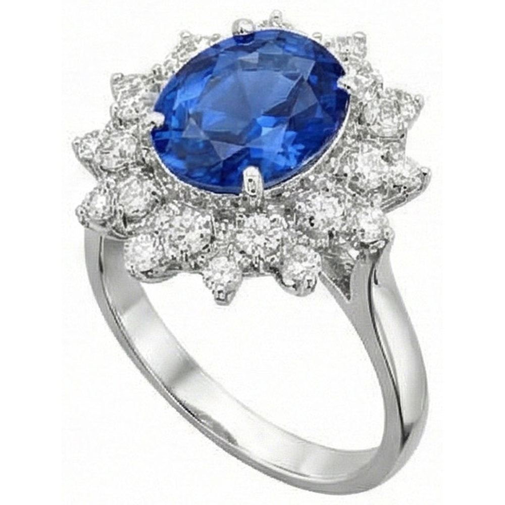 3.75 Ct. Sri Lanka Sapphire Natural Earth Mined DIAMOND ( NOT LAB GROWN )s Ring White Gold 14K