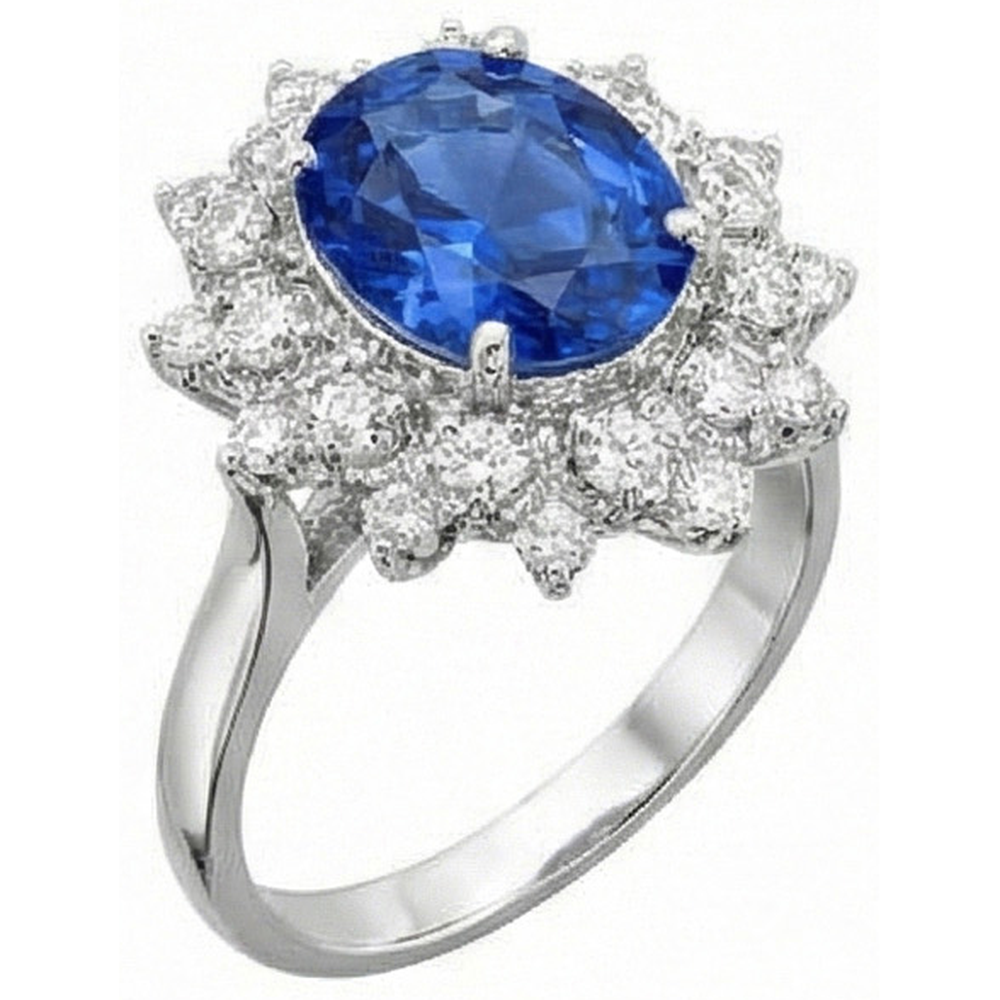 3.75 Ct. Sri Lanka Sapphire Natural Earth Mined DIAMOND ( NOT LAB GROWN )s Ring White Gold 14K