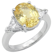 3.75 Ct Yellow Sapphire And Natural Earth Mined DIAMOND ( NOT LAB GROWN )s 3 Stone Ring White Gold 14K