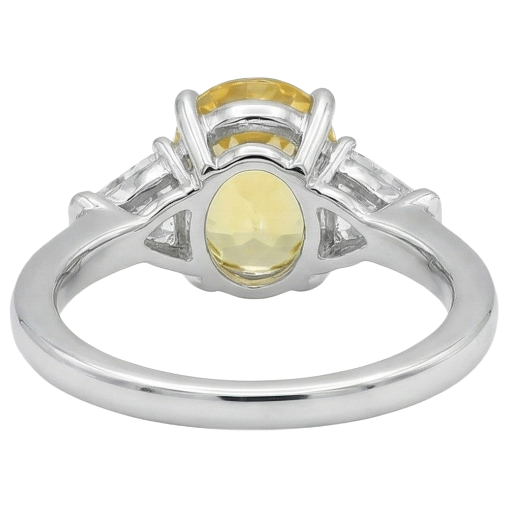 3.75 Ct Yellow Sapphire And Natural Earth Mined DIAMOND ( NOT LAB GROWN )s 3 Stone Ring White Gold 14K