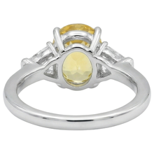 3.75 Ct Yellow Sapphire And Natural Earth Mined DIAMOND ( NOT LAB GROWN )s 3 Stone Ring White Gold 14K