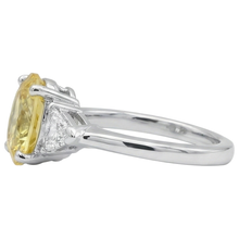 3.75 Ct Yellow Sapphire And Natural Earth Mined DIAMOND ( NOT LAB GROWN )s 3 Stone Ring White Gold 14K