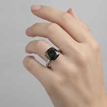 Black Diamond Ring 3.75 Carat Natural Cushion Solitaire 14K White Gold