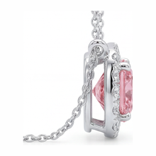 Pink Diamond Necklace 3.75 Carat Lab Grown Cushion Halo Pendant 14K White Gold