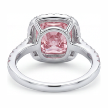 Lab Grown Pink Diamond 3.75 Carat Cushion Halo Ring 14K White Gold