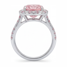 Lab Grown Pink Diamond 3.75 Carat Cushion Halo Ring 14K White Gold