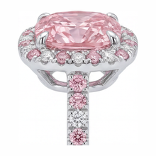 Lab Grown Pink Diamond 3.75 Carat Cushion Halo Ring 14K White Gold