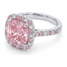 Lab Grown Pink Diamond 3.75 Carat Cushion Halo Ring 14K White Gold