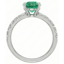 3.80 Carats Green Emerald And Natural Earth Mined DIAMOND ( NOT LAB GROWN )s Ring White Gold 14K