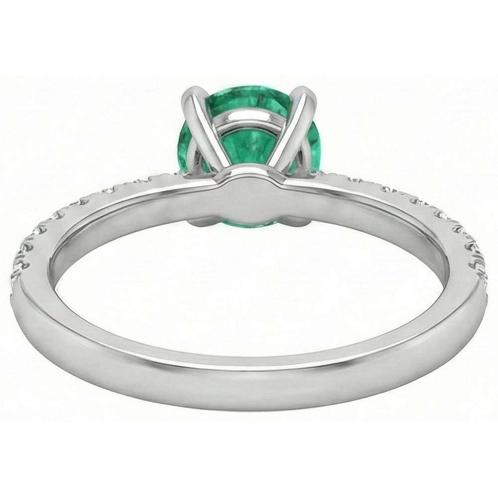 3.80 Carats Green Emerald And Natural Earth Mined DIAMOND ( NOT LAB GROWN )s Ring White Gold 14K